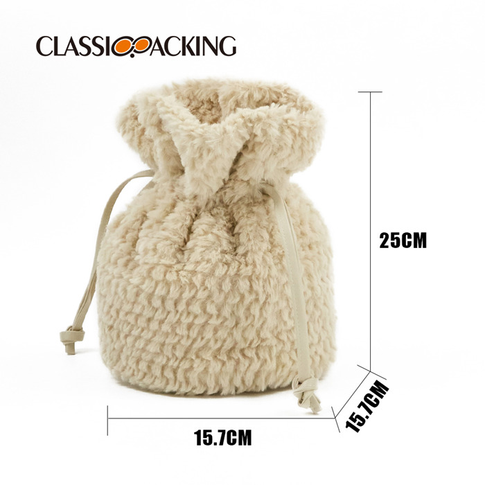 Fluffy Drawstring Customized Makeup Bags Wholesale