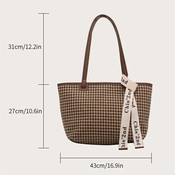 Houndstooth Tweed Tote Bag Wholesale