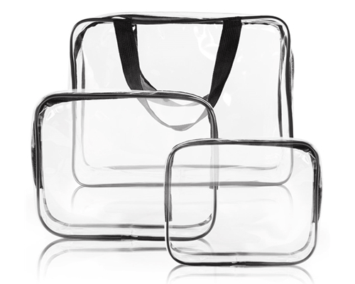 Quart Size Travel Carrier  Custom Clear Cosmetic Bags in Bulk