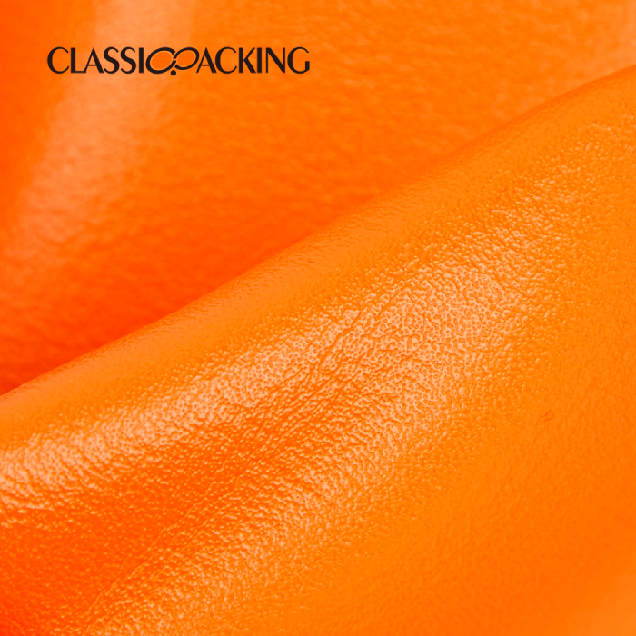 orange cosmetic bag fabric detail