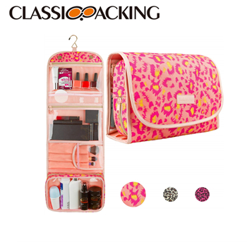 Leopard-Print Hanging Travel Makeup Organizer