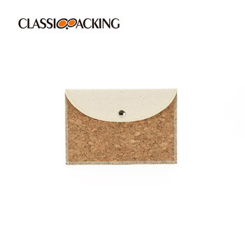 Wholesale Recycled Cork Grain Button Makeup Bag