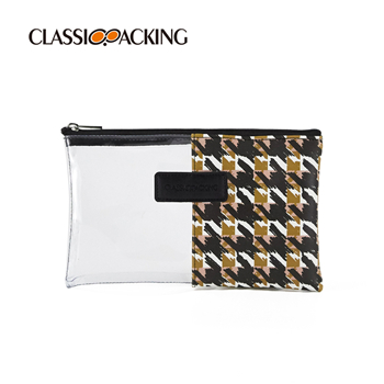 Small Leather Stitching Clear Makeup Bag Bulk