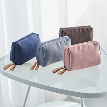 Simple Canvas Square Cosmetic Bag