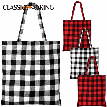 Plaid Pattern Cotton Tote Bags Bulk