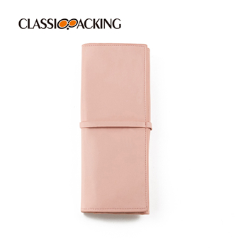 Pink Leather Makeup Brush Roll Bag Wholesale