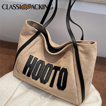 Large Elegant Khaki Suede Wholesale Tote Bags