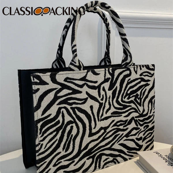 Zebra Stripe Pattern Linen Totes Wholesale