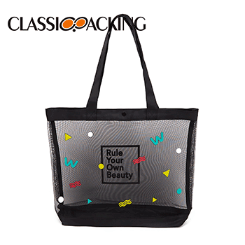 Black Mesh Beach Tote Bag