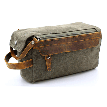 H222ZJ Leather-Trimmed Canvas Makeup Bags