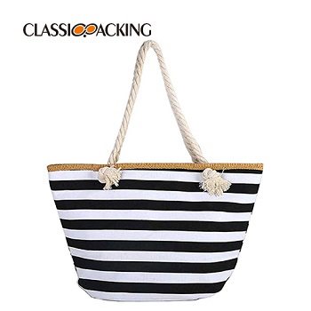 Large Striped Canvas Beach Bags Wholesale