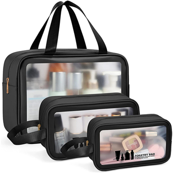 Personalised 3Pcs Clear PVC Toiletry Bag Set Wholesale