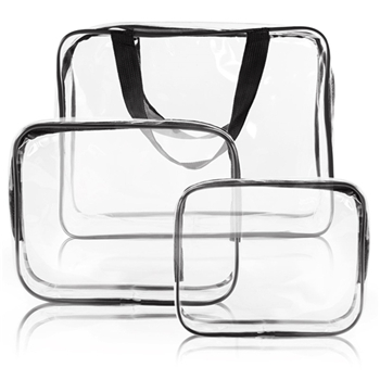 3Pcs Crystal Clear PVC Eco Friendly Wash Bag