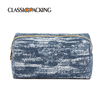 Denim-like Leather Jeans Makeup Bag