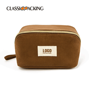 Corduroy Travel Toiletry Bag With Compartments