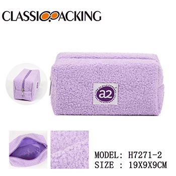Purple Teddy Plush Cosmetic Bag