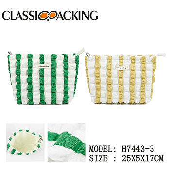 Vibrant Green/Yellow and White Checkered Makeup Bag