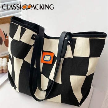 Two Tone Patch Decor Wholesale Cotton Canvas Tote Bags