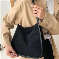 Plain Preppy Corduroy Black Wholesale Tote Bags