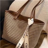 Elegant Houndstooth Tweed Tote Bag Wholesale