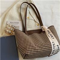 Elegant Houndstooth Tweed Tote Bag Wholesale