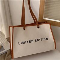 Contrast Binding Letter Printed Canvas Tote Bags Wholesale