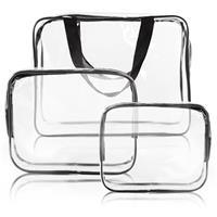 3Pcs Crystal Clear PVC Eco Friendly Wash Bag