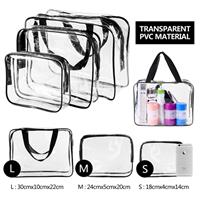 3Pcs Crystal Clear PVC Eco Friendly Wash Bag