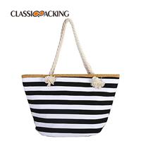 Large Striped Canvas Beach Bags Wholesale