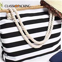 Large Striped Canvas Beach Bags Wholesale