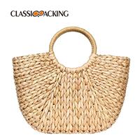 Hand-woven Top-handle Straw Tote Bag Wholesale