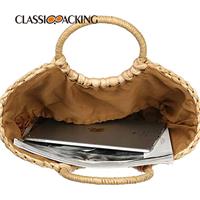 Hand-woven Top-handle Straw Tote Bag Wholesale