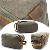 H222ZJ Leather-Trimmed Canvas Makeup Bags