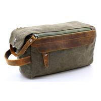 H222ZJ Leather-Trimmed Canvas Makeup Bags