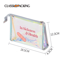 clear iridescent makeup bag size