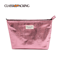 pink metallic makeup bag