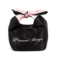 black and pink tie knot makeup bag