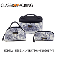 H7304-Y Blue-printed Cosmetic Toiletry Bags With Single Handle