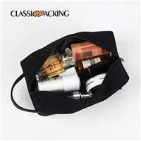 black pu leather cosmetic bag with side handle capacity
