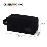 black pu leather cosmetic bag with side handle size