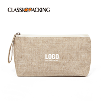 custom natural linen cosmetic toiletry bag bulk