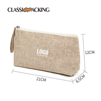 custom natural linen cosmetic toiletry bag size