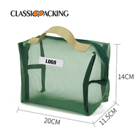 green clear mesh travel toiletry bag size