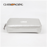 silver cosmetic bag bottom angle