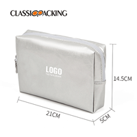 silver leather makeup bag size