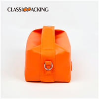 orange make up bag side angle