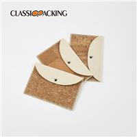 Wholesale Recycled Cork Grain Button Makeup Bag