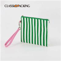 Small Green Striped Pouch