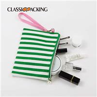 Small Green Striped Pouch