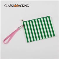 Small Green Striped Pouch